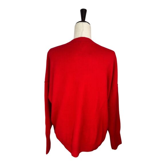 Vince Camuto Womens Size XL Merry Red Holiday Festive Sweater Beaded - Picture 3 of 5